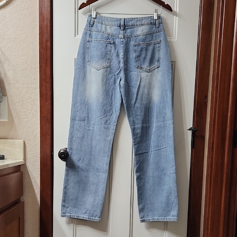 Women's Light Blue Flare Jeans - Picture 4 of 6